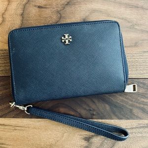 Tory Burch saffiano wallet, navy blue